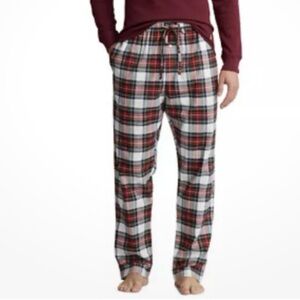 Polo Ralph Lauren Mens Plaid Ivory Red Green Lounge Pajama Pants Size M Cotton
